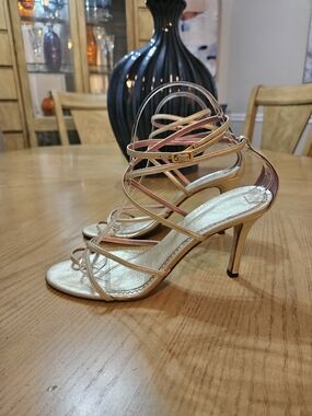 Strappy Metallic Gold High Heel Sandals